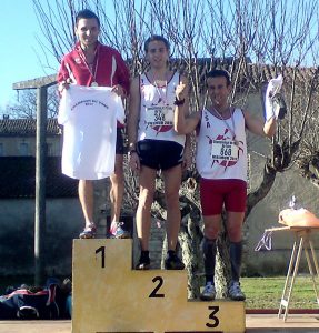 Podium du cross court aux championnats du Tarn de cross 2011 à Vielmur