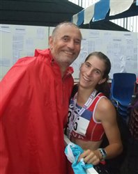 Julie Latger et son entraineur Patrick Deprez aux championnats de France Espoirs 2014 à Albi