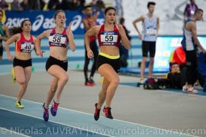 Clémence Riolet sur 400m aux Championnats de France Jeunes en salle 2016 à Nantes