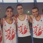 L'équipe des garçons avant le 60m au meeting indoor 2016 de Foix