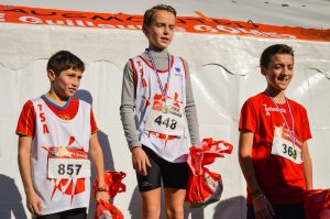 Podium des benjamins au cross Guillaume Gomez 2016 à Payrin