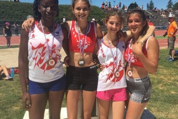 Les minimes filles du TSA en bronze sur relais 8228 aux championnats d'Occitanie sur piste 2017 à Rodez