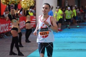 Christophe Yamnaine à l'arrivée de la corrida pédestre 2017 à Toulouse