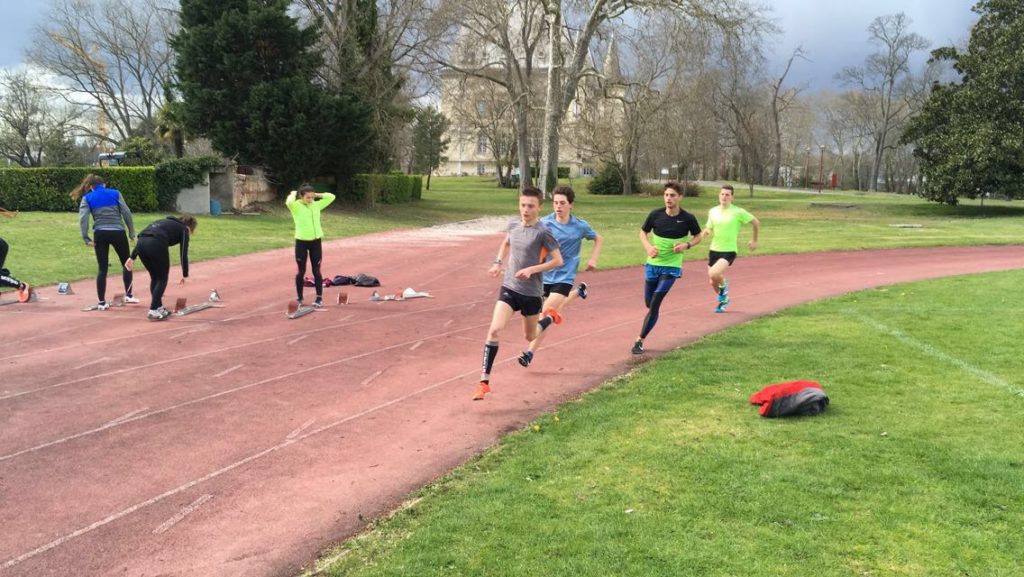 Guerric Mérimée lors d'une séance de fond durant le stage 2018 de la Ligue d'Athlétisme d'Occitanie