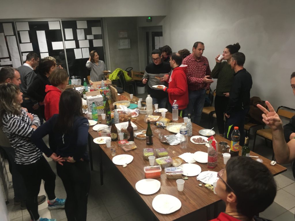 Une partie du groupe Running lors du repas de Noël 2017