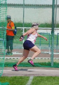 Corinne Ruffel au lancer du disque lors de finale interclubs 2018 à Castres