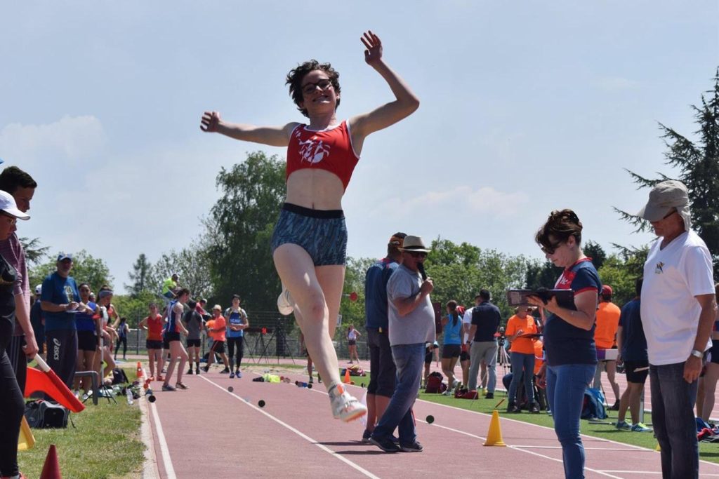 Fanny Mittou au saut en longueur lors du 1er tour des interclubs 2018 à Rodez