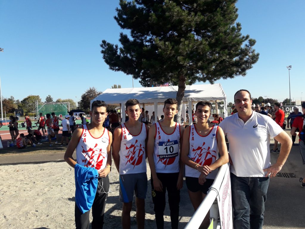 Le relais 4x1000m des cadets du TSA à la Coupe de France des spécialités et des relais 2018 à Obernai