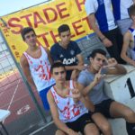 Les cadets sur le podium du relais 4x1000m à la coupe régionale des spécialités 2018 à Rodez