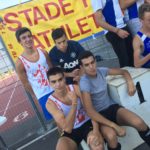 Les cadets sur le podium du relais 4x1000m à la coupe régionale des spécialités 2018 à Rodez