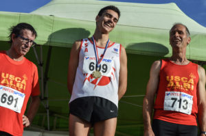 Podium du cross super-court remporté par Anthony Velasco au cross Jean Vidal 2018 à Lescure d'Albigeois