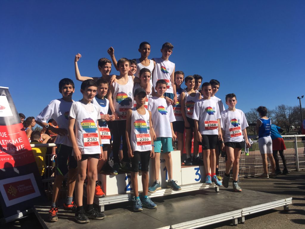 Équipe benjamins du Tarn vice-champions d'Occitanie de cross 2019 à Caussade