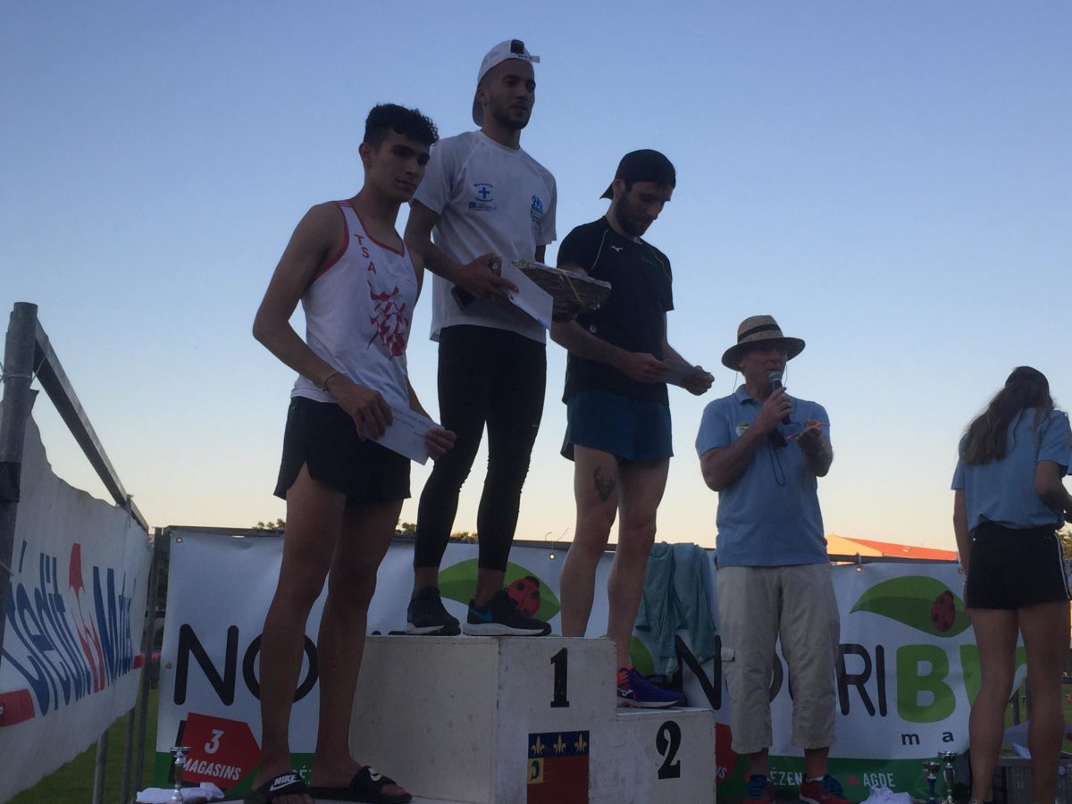 Flavien Szot sur le podium du 3000m du Meeting de Pézénas 2019